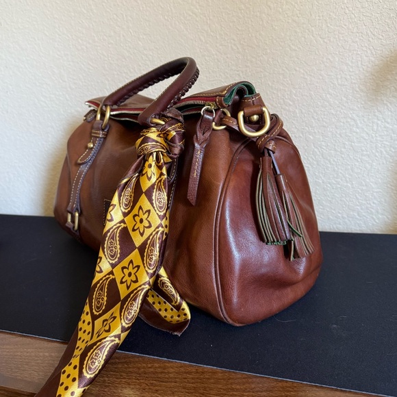 Dooney & Bourke Brown Leather Florentine Satchel Crossbody - Picture 3 of 10